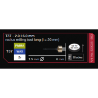 T37-1.5|6.0 MM RADIUS MILLING TOOL TORIC L=20MM PMMA/WAX/ZR 